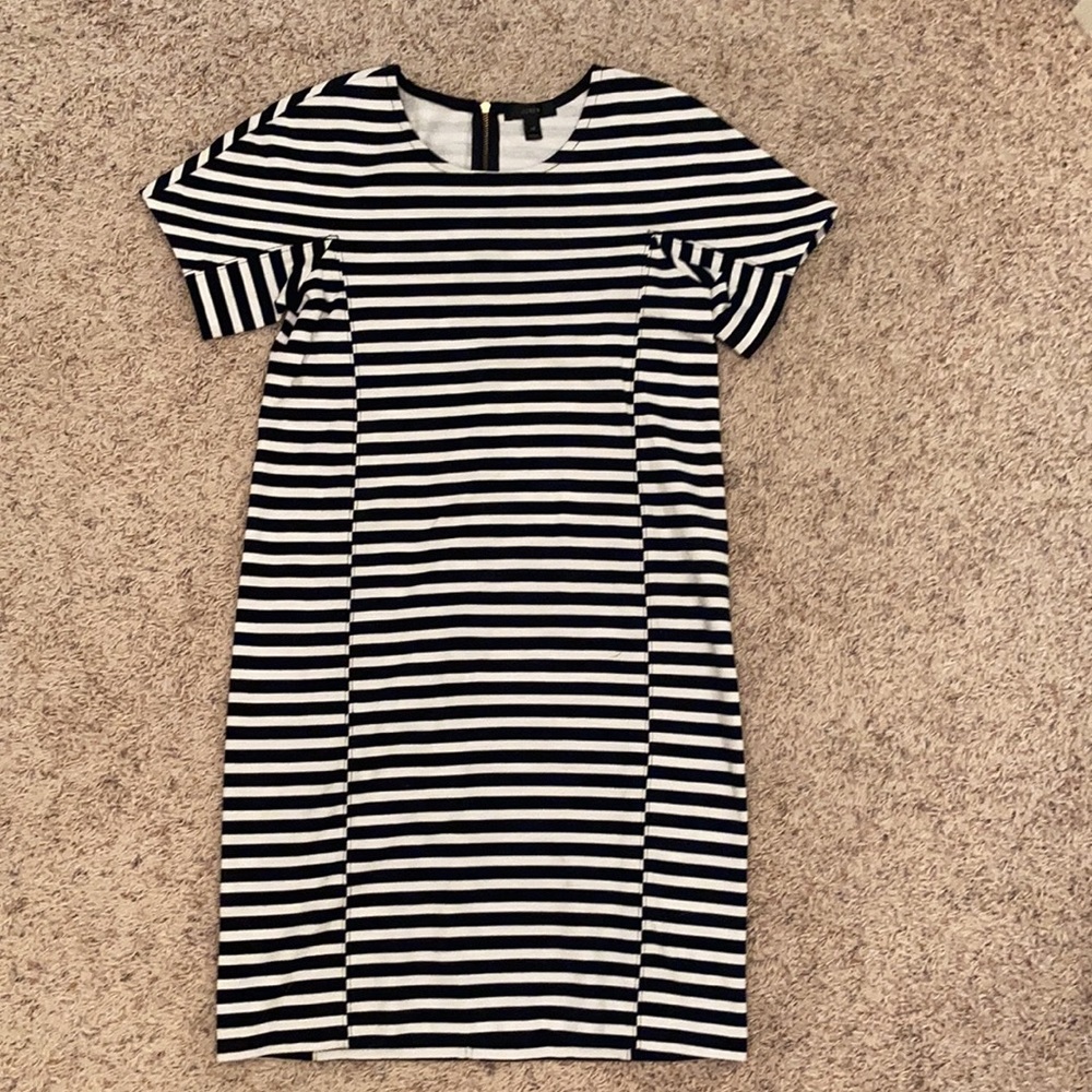 XS J.Crew Black & White Striped Shift Dress